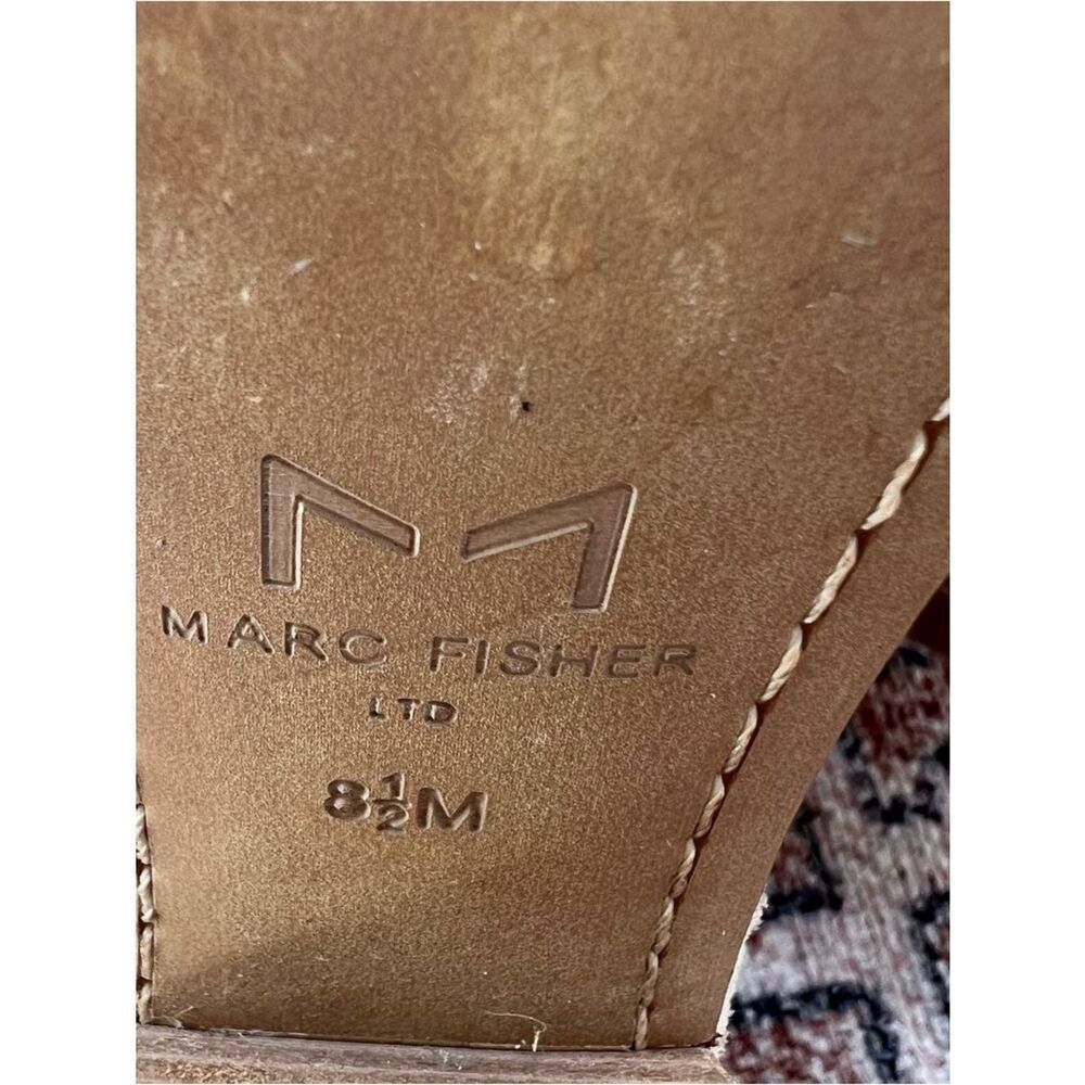 Marc Fisher Mloshay Tan Suede Western Ankle Boots 8.5 Beige Neutral Block Heel - Picture 9 of 11